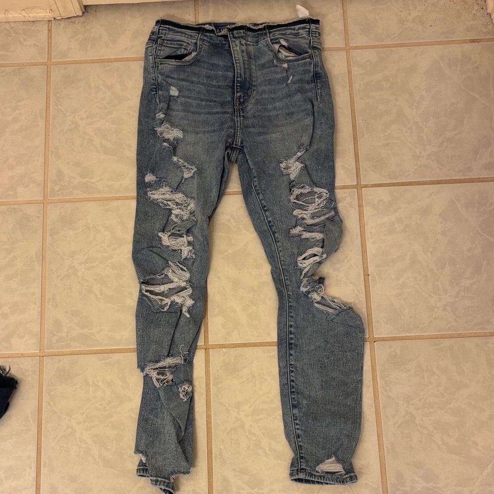 American Eagle Outfitters Ripped Blue Skinny Jeans